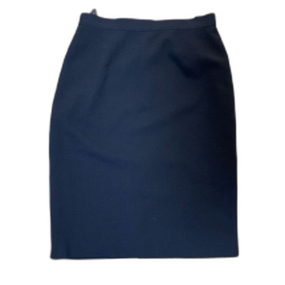 Vintage Salvatore Ferragamo Women's Navy Blue Wool Pencil Skirt Size 8 US